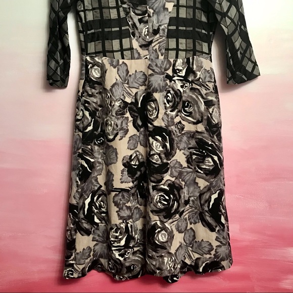 Antonio Marras Dark Floral Checkered Dress Sz 44 - Picture 9 of 15
